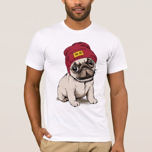 Mini Puppy Hipster Pug T-shirt (Voorkant)