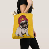 Mini Puppy Hipster Pug Tote Bag (Dichtbij)