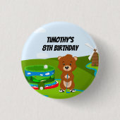 Mini Putt Putt Verjaardag Schattig Gopher Kinderfe Ronde Button 3,2 Cm (Voorkant)