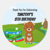 Mini Putt Putt Verjaardag Schattige Gopher Kindere Ronde Sticker (Voorkant)