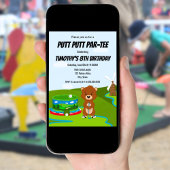 Mini Putt Putt Verjaardag Schattige Gopher Kinderf Kaart