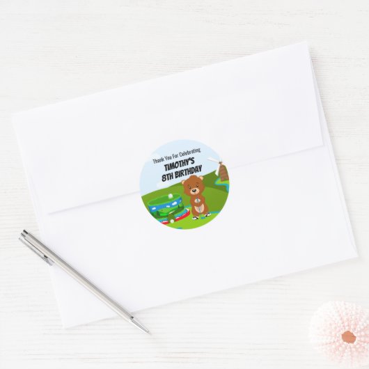 Mini Putt Putt Verjaardag Schattigee Gopher Kinder Ronde Sticker (Envelop)