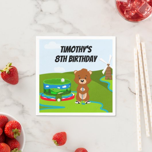 Mini Putt Putt Verjaardag Schattigee Gopher Kinder Servet (Insitu)