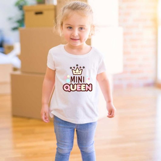 Mini Queen Gedrukt Modern Wit T-shirt