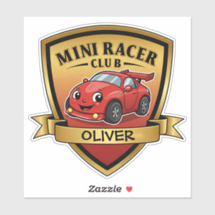 Mini Racer Club Badge – Schattige rode raceauto Sticker