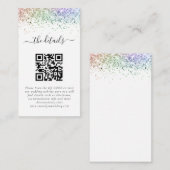 Mini Rainbow Glitter QR Code Weddenschap Details Informatiekaartje (Voorkant / Achterkant)