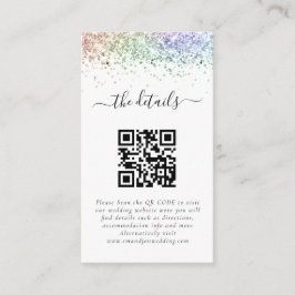 Mini Rainbow Glitter QR Code Weddenschap Details Informatiekaartje