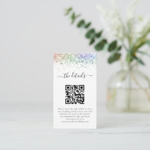 Mini Rainbow Glitter QR Code Weddenschap Details Informatiekaartje