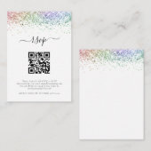 Mini Rainbow Glitter QR Code Weddenschap RSVP Informatiekaartje (Voorkant / Achterkant)