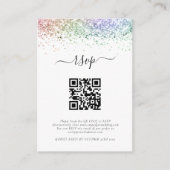 Mini Rainbow Glitter QR Code Weddenschap RSVP Informatiekaartje (Voorkant)