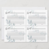 Mini RECEPT KAARTEN | Dusty Blue Waterverf Eucalyp (Voorkant)