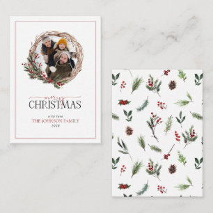 Mini Red Berry Foto krans Vrolijk Kerstfeest Notitiekaartje