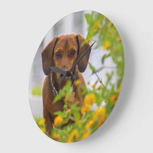 Mini Red Dachshund Clock Grote Klok (Hoek)