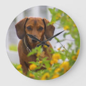 Mini Red Dachshund Clock Grote Klok (Voorkant)