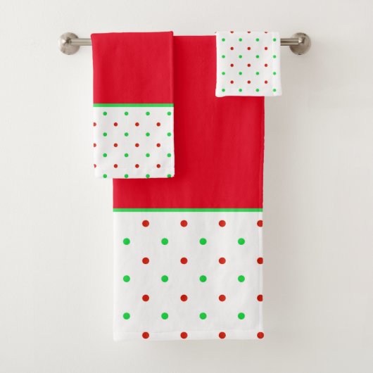 Mini Red en Green Waterverf Polka Dots Bad Handdoek (Insitu)