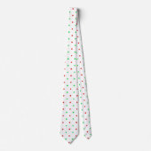 Mini Red en Green Waterverf Polka Dots Stropdas (Voorkant)