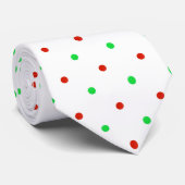 Mini Red en Green Waterverf Polka Dots Stropdas (Opgerold)