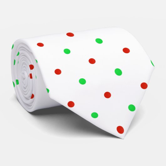 Mini Red en Green Waterverf Polka Dots Stropdas (Opgerold)