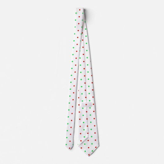 Mini Red en Green Waterverf Polka Dots Stropdas (Achterkant)