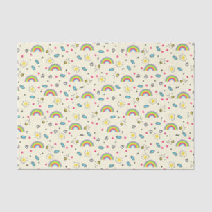 Mini Regenboog Toss op Gele Cute Retro Patroon Tissuepapier