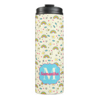 Mini Regenboog Worp op Gele Retro Patroon Monogram
