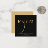 MINI | Rejoice Elegant Script Gold Black Holiday Notitiekaartje (Voorkant / Achterkant in situ)
