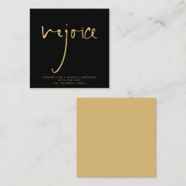 MINI | Rejoice Elegant Script Gold Black Holiday Notitiekaartje
