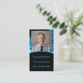 Mini Resume Kaart | Netwerk Kaart Blauw Zwart Contactkaartje (Staand voorkant)