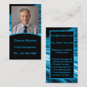 Mini Resume Kaart | Netwerk Kaart Blauw Zwart Contactkaartje (Voorkant / Achterkant)