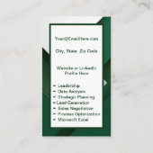 Mini Resume Kaart | Netwerk Kaart Donkergroen Visitekaartje (Achterkant)