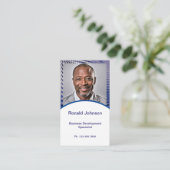 Mini Resume Kaart | Networking Kaart Navy Blue Visitekaartje (Staand voorkant)