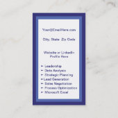 Mini Resume Kaart | Networking Kaart Navy Blue Visitekaartje (Achterkant)