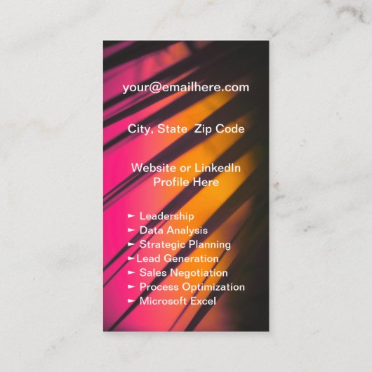 Mini Resume Kaart | Networking Kaart Roze Sinaasap Contactkaartje (Achterkant)