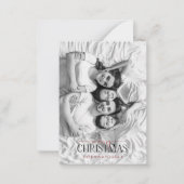 Mini Rode Bes Zwart & Wit Foto Prettig Kerstfeest Notitiekaartje (Voorkant)