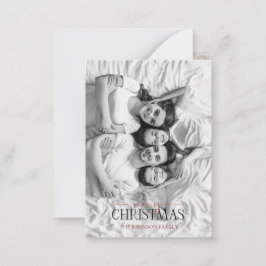 Mini Rode Bes Zwart & Wit Foto Prettig Kerstfeest Notitiekaartje