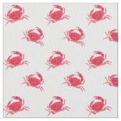 Mini Rode Krab Nautische Preppy Print Stof (Close Up)