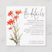 MINI Rode Wildbloemen Bruiloft Details Informatiekaartje (Voorkant)