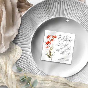 MINI Rode Wildbloemen Bruiloft Details Informatiekaartje