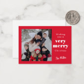 MINI Rood Zeer Vrolijk Kerst Kaart Notitiekaartje (Voorkant / Achterkant in situ)