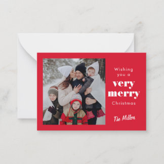 MINI Rood Zeer Vrolijk Kerst Kaart Notitiekaartje