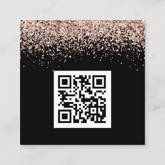 Mini Roos Gold Glitter QR Code Black Weddenschap R Informatiekaartje (Achterkant)