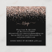 Mini Roos Gold Glitter QR Code Black Weddenschap R Informatiekaartje (Voorkant)