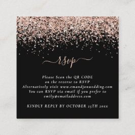 Mini Roos Gold Glitter QR Code Black Weddenschap R Informatiekaartje