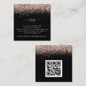 Mini Roos Gold Glitter QR Code Black Weddenschap R Informatiekaartje (Voorkant / Achterkant)