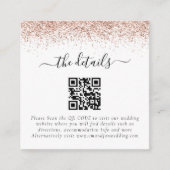 Mini Roos Gold Glitter QR Code Weddenschap Details Informatiekaartje (Voorkant)