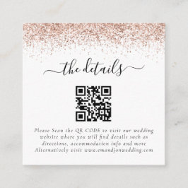 Mini Roos Gold Glitter QR Code Weddenschap Details Informatiekaartje