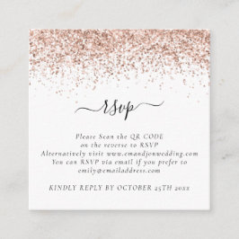 Mini Roos Gold Glitter QR Code Weddenschap RSVP Informatiekaartje
