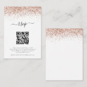 Mini Roos Gold Glitter QR Code Weddenschap RSVP Informatiekaartje (Voorkant / Achterkant)