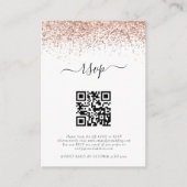 Mini Roos Gold Glitter QR Code Weddenschap RSVP Informatiekaartje (Voorkant)