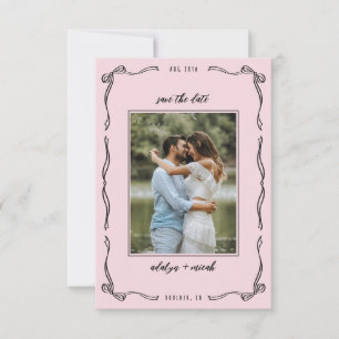 Mini roze grillige strik foto RSVP kaartje